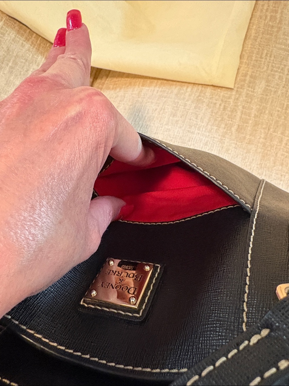 Dooney & Bourke Black Leather Tote Bag - Picture 6 of 16
